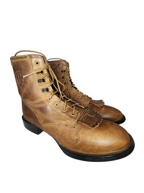ARIAT HERITAGE LACER II KILTIE DISTRESSED LEATHER BROWN WOMEN BOOTS SZ 7.5/38.5